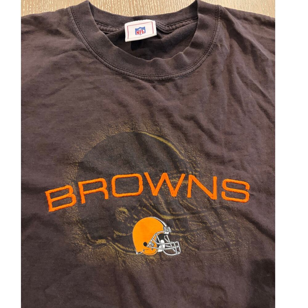 Vintage Short Sleeve Cleveland Browns NFL T Shirt Mens Large Embroidered Helmet‎